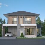 แบบบ้าน 2 ชั้น ทรงปั้นหยา Contemporary รับสร้างบ้านระยอง รหัส MPB-Y29817