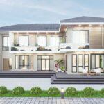 แบบบ้าน 2 ชั้น ทรงปั้นหยา Contemporary รับสร้างบ้านระยอง รหัส PB-055