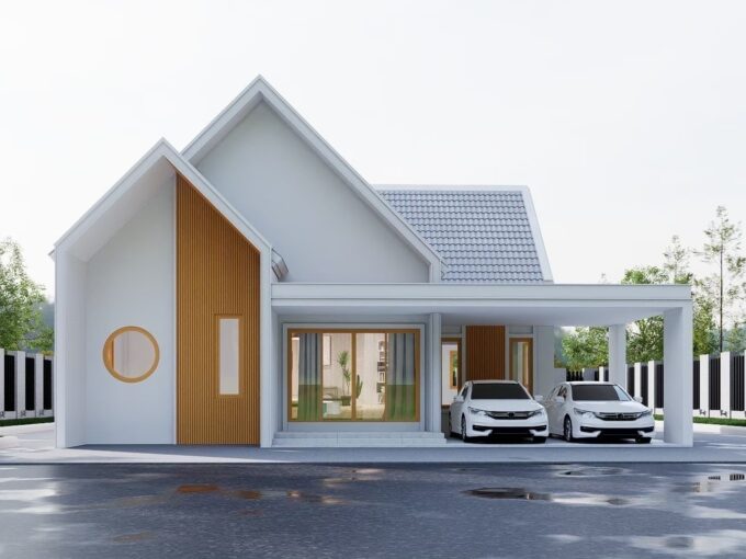 แบบบ้าน 1 ชั้น สไตล์นอร์ดิก Nordic รับสร้างบ้านระยอง รหัส PB-N1