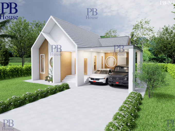 บ้านชั้นเดียวสไตล์นอร์ดิก รับสร้างบ้านระยอง รหัส PB-N5